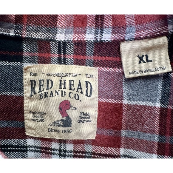 Red Head Flannel Men's XL Red,Gray,BLK, WHT Plaid Shirt 100% Cotton Long Sleeve - Picture 7 of 7